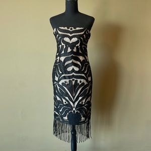 Alexia Admor Strapless Fringe Dress/fringe shawl